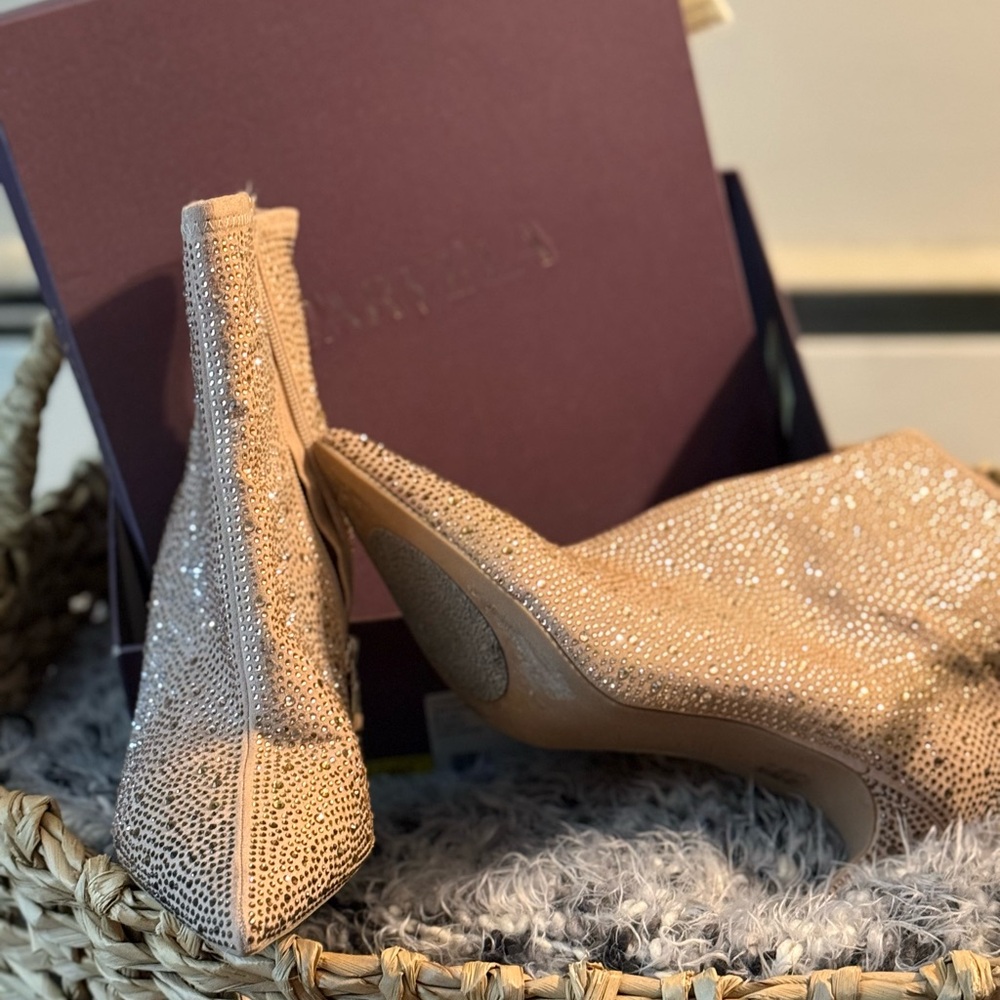 Sparkling Beige Rhinestone Heels